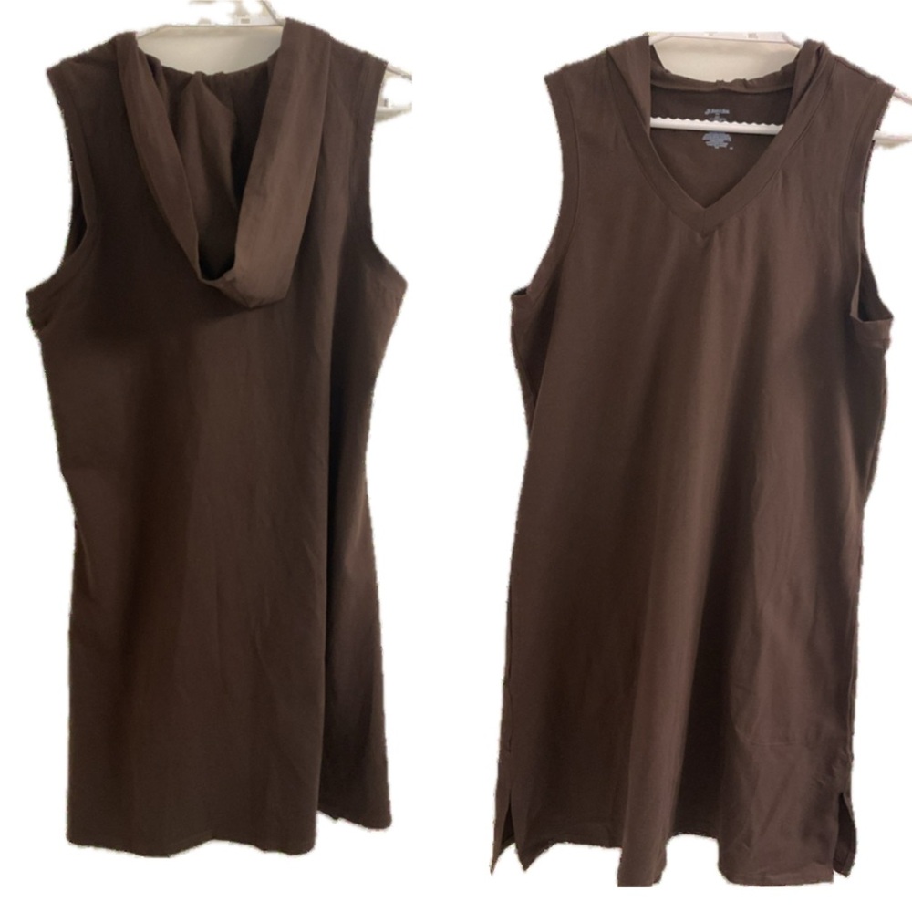 St. John's Bay Swim Chocolate Brown Swim Coverup Hooded Dress